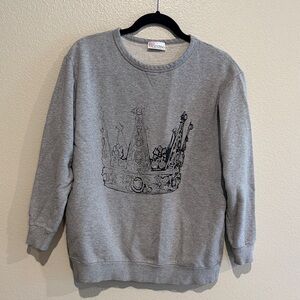 RED Valentino Light Gray Crewneck Sweater with Black Crown Graphic